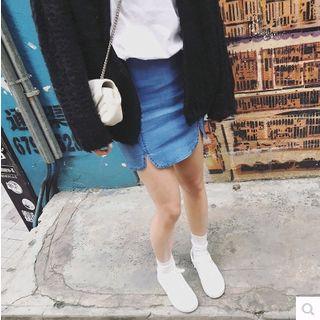 Denim Slit Skirt