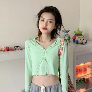 Buttoned Cropped Long-sleeve T-shirt / Short-sleeve T-shirt