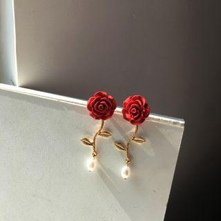 Rose Faux Pearl Stud Earring