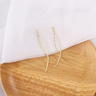 Alloy Curve Dangle Earring 1 Pair - Bc2457 - Gold - One Size