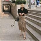 Band-waist A-line Leopard Skirt