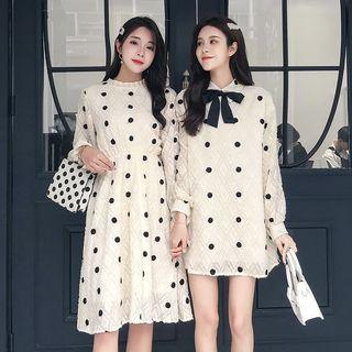 Long-sleeve Dotted Midi / Mini Dress