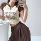 Raglan-sleeve Printed Crop T-shirt