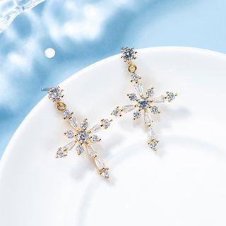 Cross Ear Stud E192 - 1 Pair - As Shown In Figure - One Size