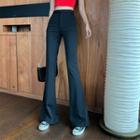 High-waist Plain Bell-bottom Pants