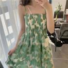 Sleeveless Print Dress Green - One Size