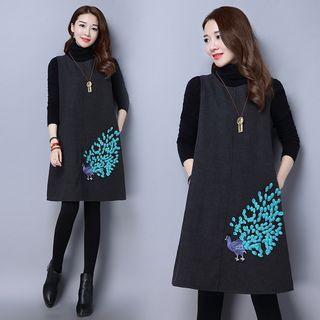 Peacock Embroidered Tank Dress