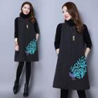 Peacock Embroidered Tank Dress
