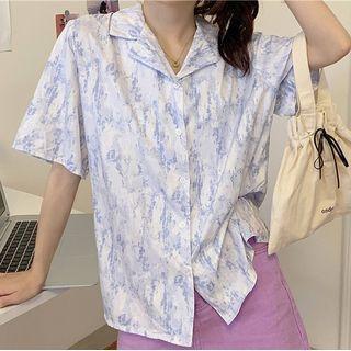 Dye Print Short-sleeve Blouse