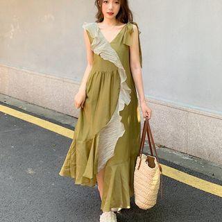 Asymmetrical Sleeveless Ruffled Midi A-line Dress
