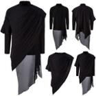 Set: Sheer Hem Long T-shirt + Short-sleeve T-shirt