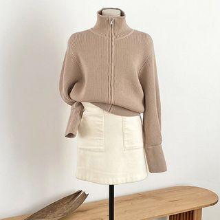 Zip-up Rib-knit Jacket