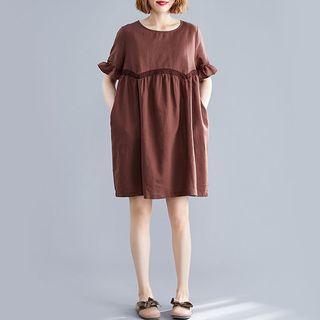 Plain Bell-sleeve Dress As Shown In Figure - L