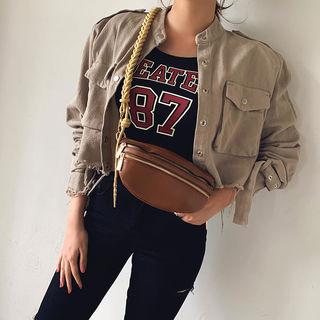 Zip-detail Cord-strap Shoulder Bag