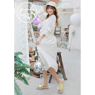 Frill-trim Loose-fit Long Dress