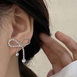 Ribbon Ear Stud 1 Pr - Silver - One Size