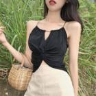 Knot Front Chain Strap Halter Top