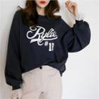 Lace-cuff Lettering Pullover