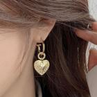 Heart Alloy Dangle Earring 1 Pair - 925 Silver Needle - Gold - One Size