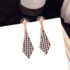 Houndstooth Dangle Earring 1 Pair - Silver Needle - Gold - One Size