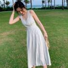 Cross Strap Plain Midi Dress