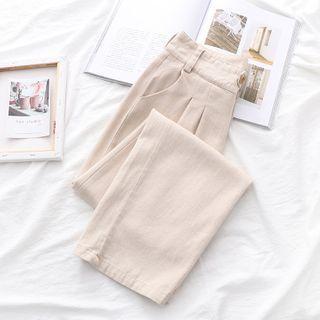 High-waist Straight Leg Pants Khaki - One Size