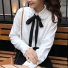 Ruffle Trim Tie Neck Shirt