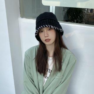 Contrast Stitch Knit Cloche Hat