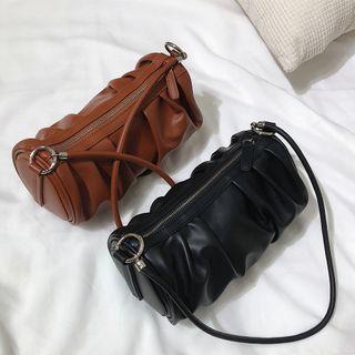Shirred Zip Barrel Crossbody Bag