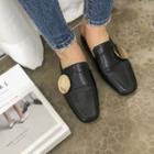 Disc-accent Open-back Loafers