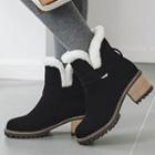 Block-heel Fleece-lining Ankle Snow Boots
