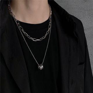 Ring Pendant Layered Chain Necklace As Shown In Figure - One Size