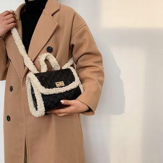 Fleece Trim Quilted Crossbody Bag