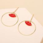 Lips Hoop Alloy Dangle Earring 1 Pair - Gold - One Size