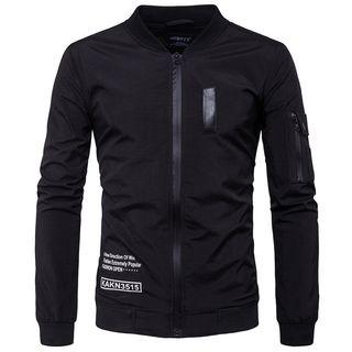 Stand-collar Printed Zip Jacket