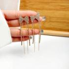 Rhinestone Strap Sterling Silver Ear Stud 1 Pair - Gold - One Size