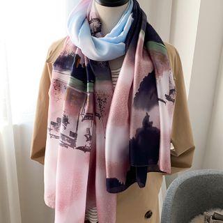 Printed Scarf Powder Blue - One Size
