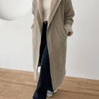 Fleece-lined Long Coat Khaki - One Size