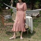 Tie-waist Ruffled Long Floral Dress