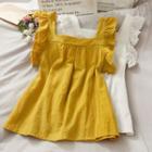 Eyelet Square-neck Sleeveless Top