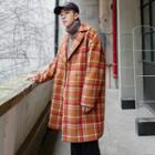 Woolen Checker Long Jacket
