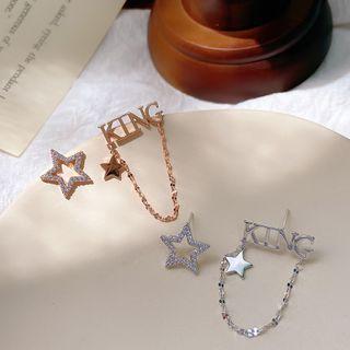 Non-matching Rhinestone Lettering & Star Earring