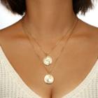 Moon Rhinestone Pendant Layered Necklace 6176 - 1 Pc - Gold - One Size