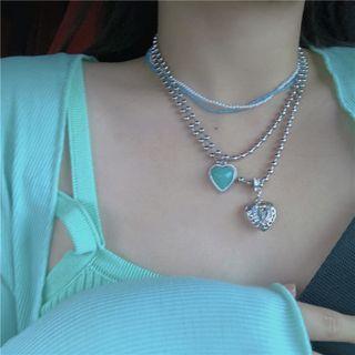 Heart & Angel Pendant Alloy Necklace