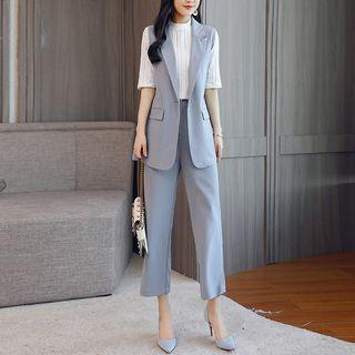 Set: Long Vest + Wide Leg Pants