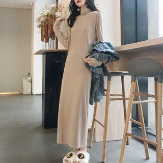 Long-sleeve Turtleneck Maxi Sheath Dress