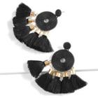 Tassel Fringed Earring E68119 - 1 Pair - Black - One Size