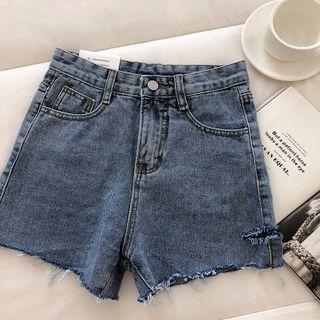 Frayed High-waist Shorts