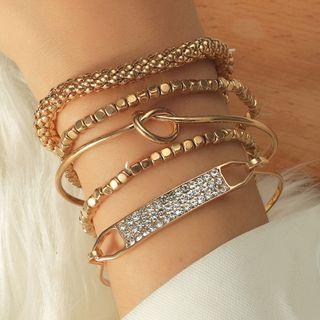 Set Of 5: Bangle + Bracelet Gold - One Size