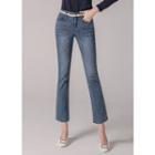 Raw-hem Washed Boot-cut Jeans